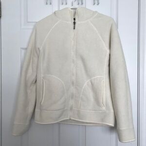 George Zip Up Fleece Sweater XS/S Fit With Pockets Hood White Cream Cozy